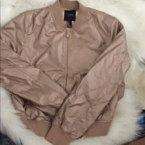rose gold faux leather texture jacket